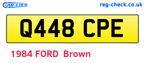 Q448CPE are the vehicle registration plates.
