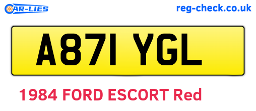 A871YGL are the vehicle registration plates.