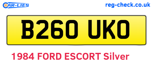 B260UKO are the vehicle registration plates.
