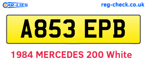 A853EPB are the vehicle registration plates.