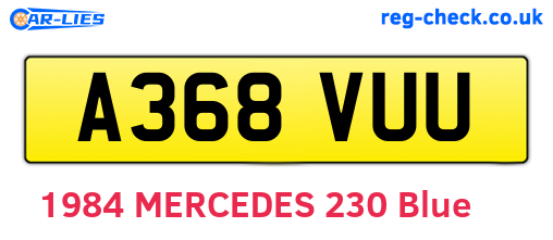 A368VUU are the vehicle registration plates.
