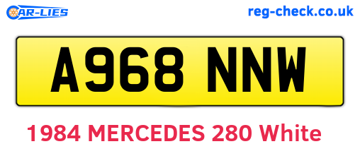 A968NNW are the vehicle registration plates.