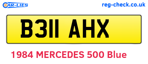 B311AHX are the vehicle registration plates.