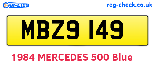 MBZ9149 are the vehicle registration plates.