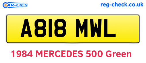 A818MWL are the vehicle registration plates.