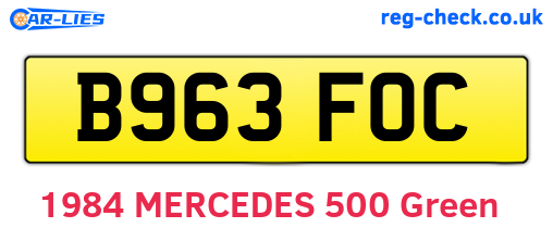 B963FOC are the vehicle registration plates.