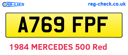 A769FPF are the vehicle registration plates.