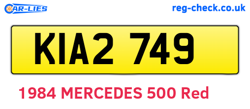 KIA2749 are the vehicle registration plates.