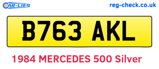 B763AKL are the vehicle registration plates.