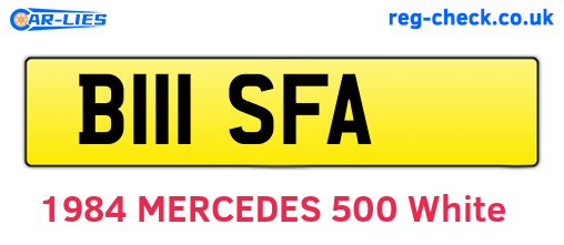 B111SFA are the vehicle registration plates.