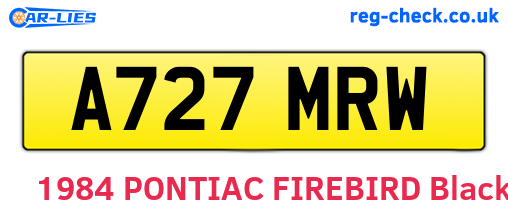 A727MRW are the vehicle registration plates.