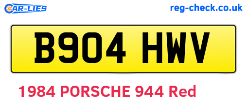 B904HWV are the vehicle registration plates.
