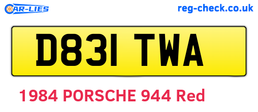 D831TWA are the vehicle registration plates.