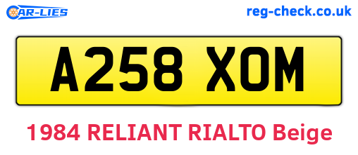 A258XOM are the vehicle registration plates.