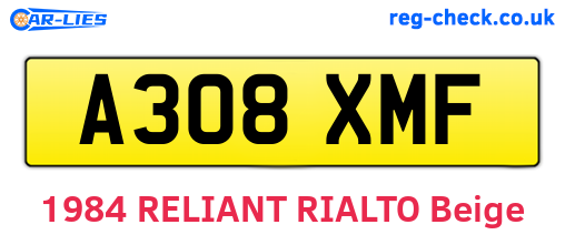 A308XMF are the vehicle registration plates.