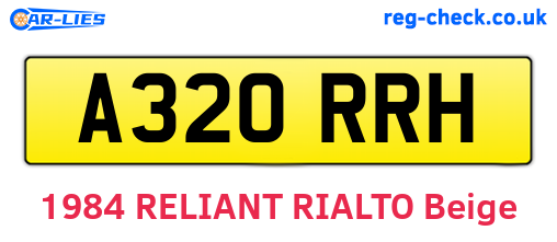 A320RRH are the vehicle registration plates.