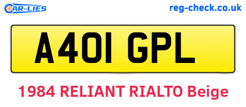 A401GPL are the vehicle registration plates.