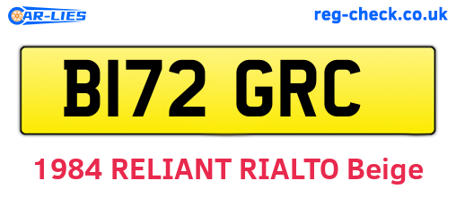 B172GRC are the vehicle registration plates.