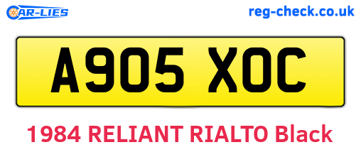 A905XOC are the vehicle registration plates.