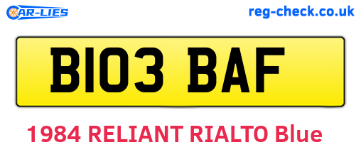 B103BAF are the vehicle registration plates.