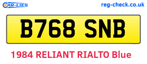 B768SNB are the vehicle registration plates.