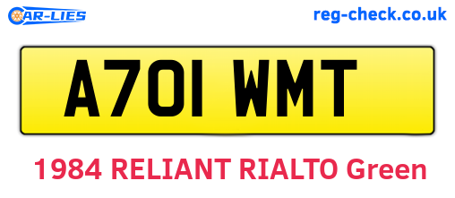 A701WMT are the vehicle registration plates.