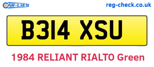 B314XSU are the vehicle registration plates.