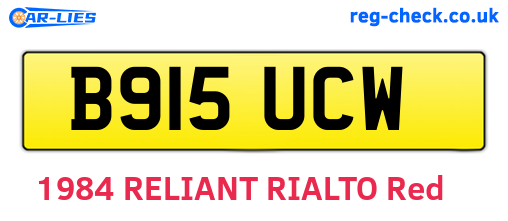 B915UCW are the vehicle registration plates.