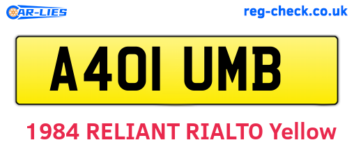 A401UMB are the vehicle registration plates.