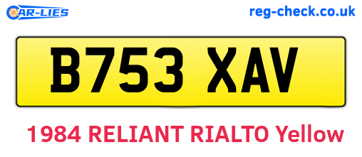 B753XAV are the vehicle registration plates.