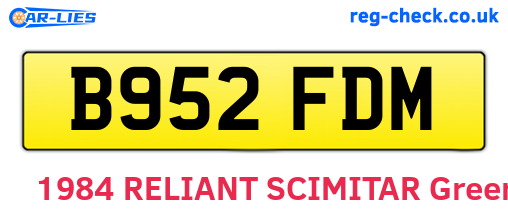 B952FDM are the vehicle registration plates.