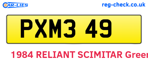 PXM349 are the vehicle registration plates.