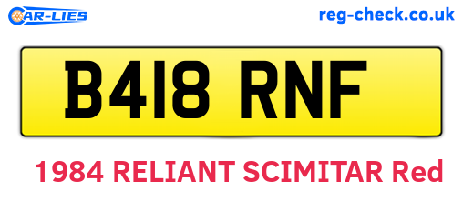 B418RNF are the vehicle registration plates.