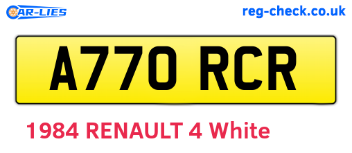 A770RCR are the vehicle registration plates.