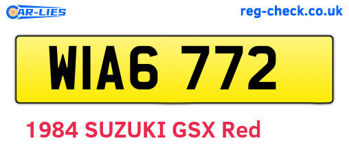 WIA6772 are the vehicle registration plates.