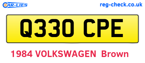 Q330CPE are the vehicle registration plates.