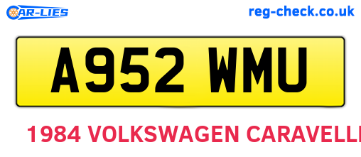 A952WMU are the vehicle registration plates.