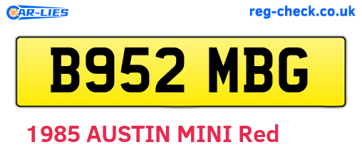 B952MBG are the vehicle registration plates.