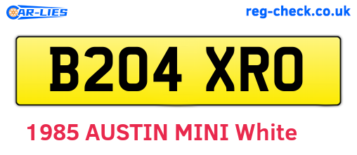 B204XRO are the vehicle registration plates.