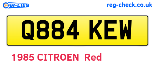 Q884KEW are the vehicle registration plates.