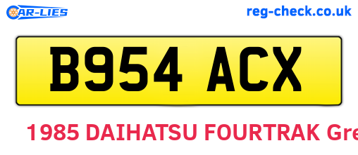 B954ACX are the vehicle registration plates.