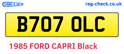 B707OLC are the vehicle registration plates.