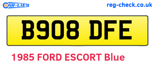 B908DFE are the vehicle registration plates.