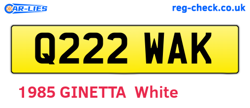 Q222WAK are the vehicle registration plates.