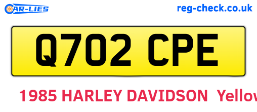 Q702CPE are the vehicle registration plates.