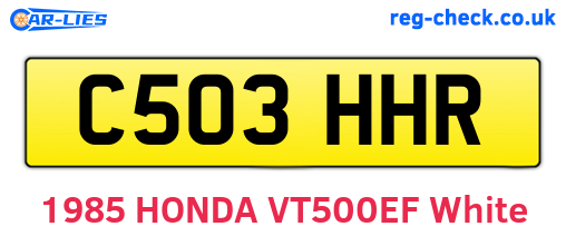 C503HHR are the vehicle registration plates.
