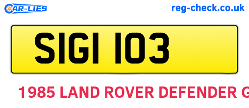 SIG1103 are the vehicle registration plates.