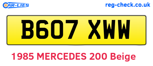 B607XWW are the vehicle registration plates.