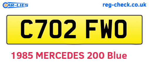 C702FWO are the vehicle registration plates.