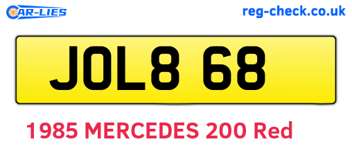 JOL868 are the vehicle registration plates.